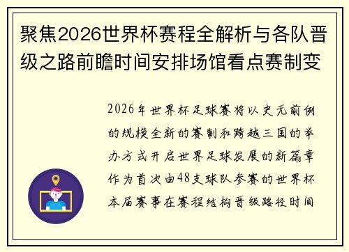 聚焦2026世界杯赛程全解析与各队晋级之路前瞻时间安排场馆看点赛制变化